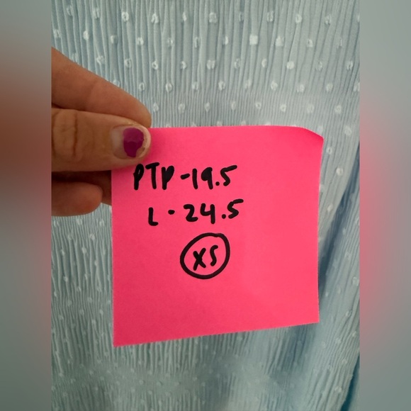 White House Black Market Light Blue Dot Poplin Sheer Lined Blouse Long Sleeve XS - Picture 8 of 9